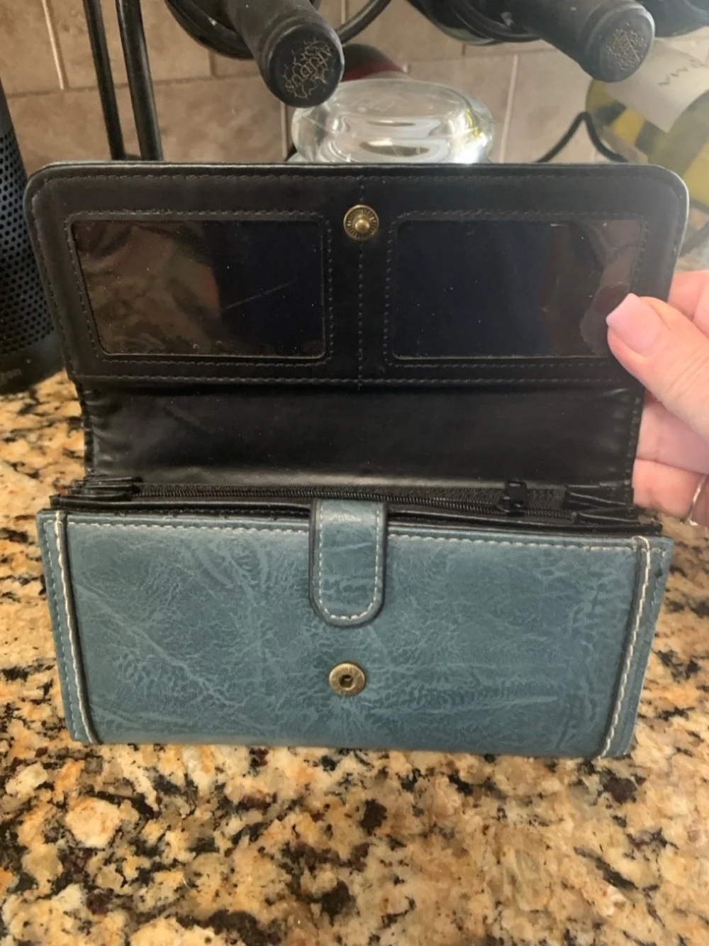b.o.c. Blue Tooled Floral Leather Wallet